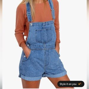 Overall Denim Shorts